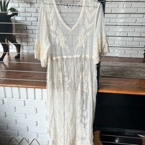 Zara White Mesh Detail Coverup / Dress